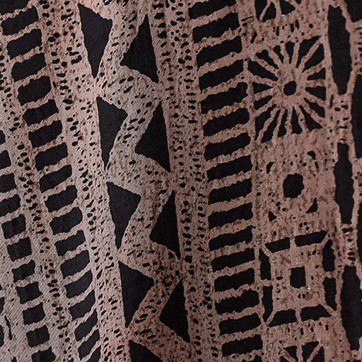 Vestido midi informal holgado con estampado de Buddha Stones, de lino y algodón teñido, con escote en V y media manga y bolsillos. - image 11