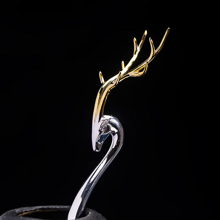 Horquilla protectora de asta de ciervo de plata de ley 925 con Buddha Stones - image 3