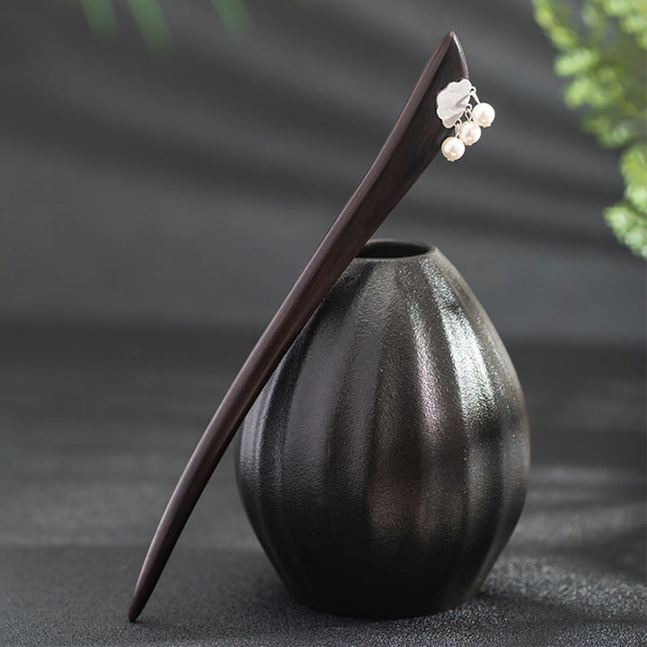 Horquilla de plata de ley 925 con diseño de nube de ébano y piedras de Buddha Stones