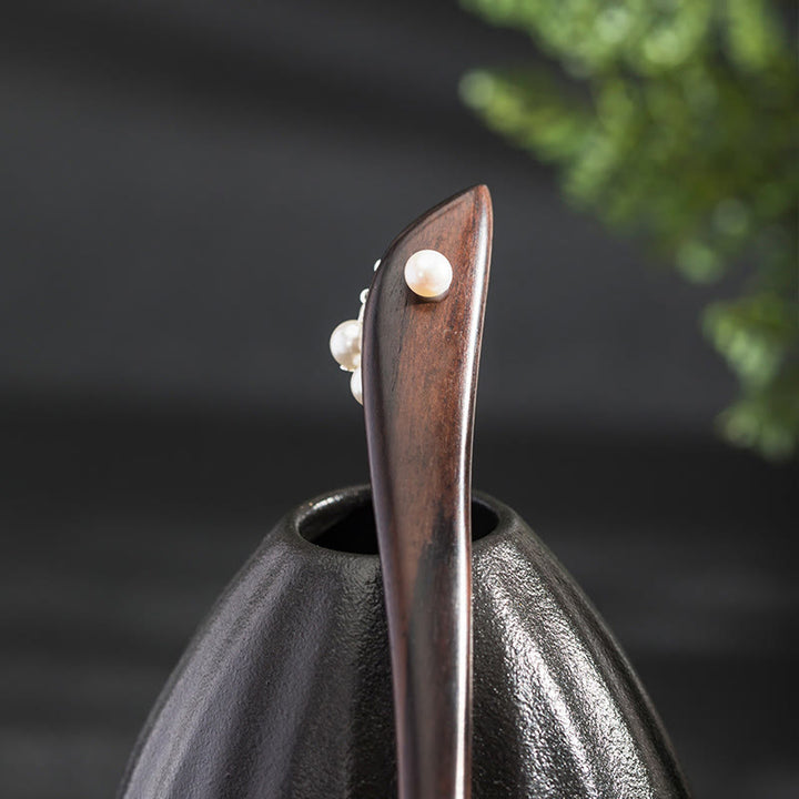 Horquilla de plata de ley 925 con diseño de nube de ébano y piedras de Buddha Stones