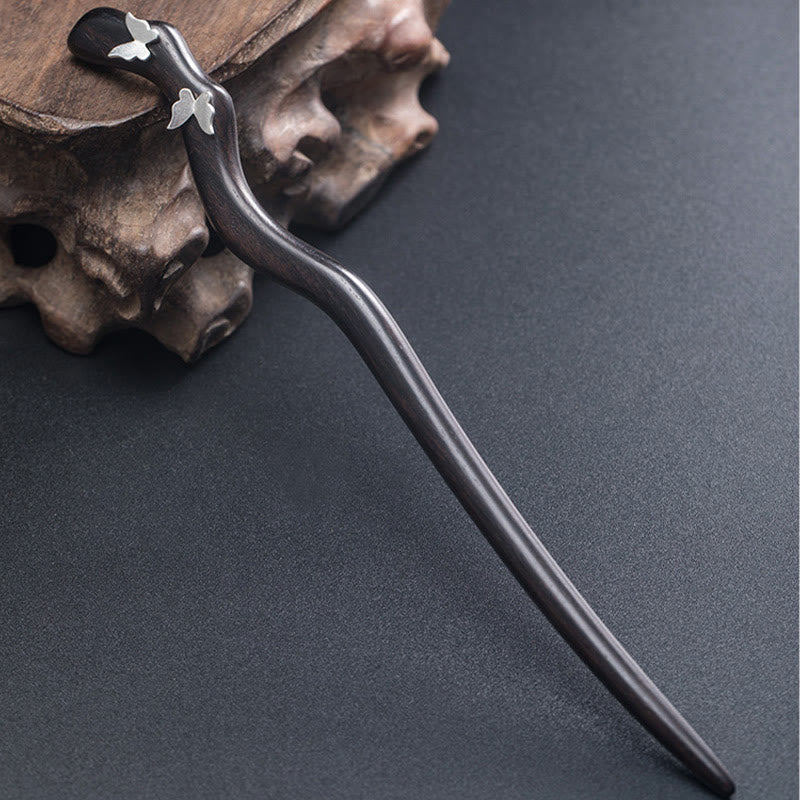 Horquilla relajante con forma de mariposa de ébano de estilo chino clásico en plata de ley 925 con Buddha Stones - image 3