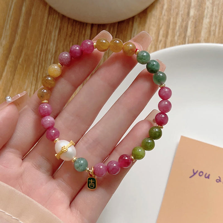Pulsera positiva con turmalina de colores y Buddha Stones - Turmalina (circunferencia de la muñeca: 14-16 cm) - image 12