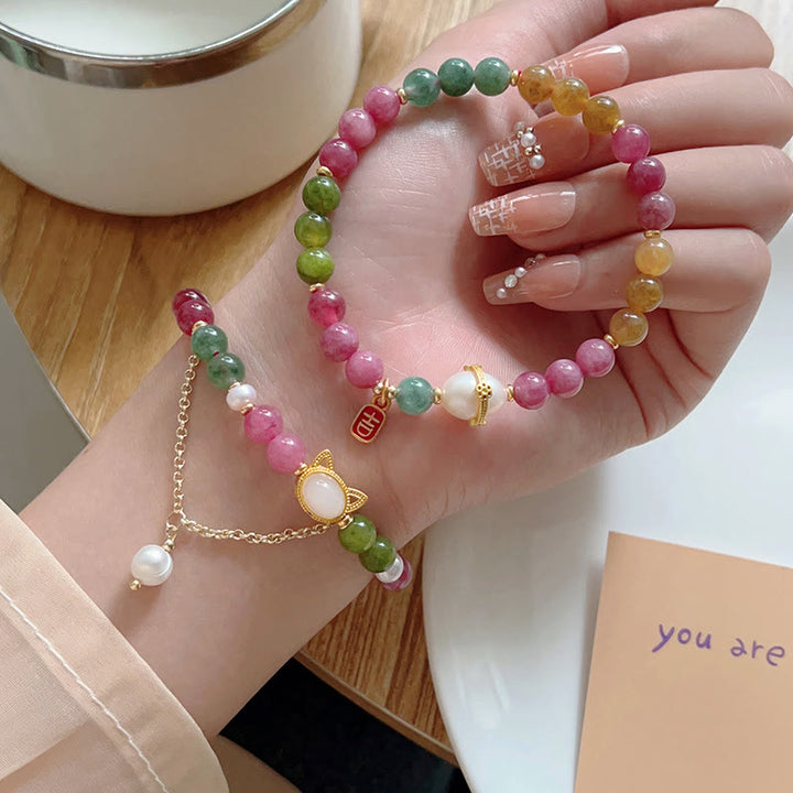 Pulsera positiva con turmalina de colores y Buddha Stones - image 17