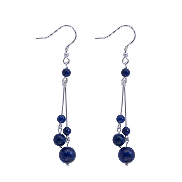 Pendientes colgantes Serenity con cuentas de lazurita y Buddha Stones en plata de ley 925