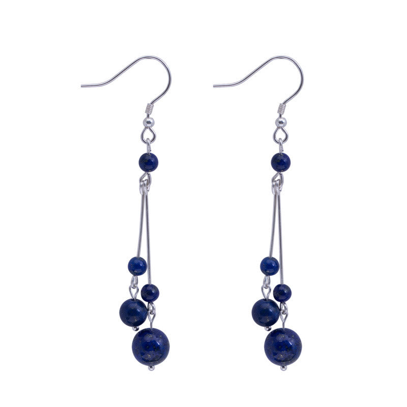 Pendientes colgantes Serenity con cuentas de lapislázuli y lazurita de plata de ley 925 de Buddha Stones - image 8