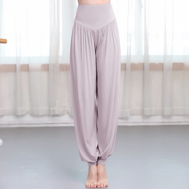 Pantalones de harén de danza de yoga modales sueltos de color liso con Buddha Stones - Púrpura - US14, UK/AU18, EU46 (3XL) - image 11