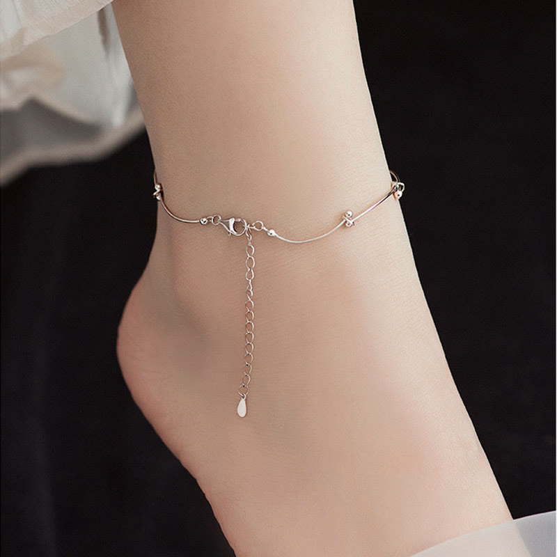 Tobillera de protección con forma de onda simple de plata de ley 925 con Buddha Stones - image 1
