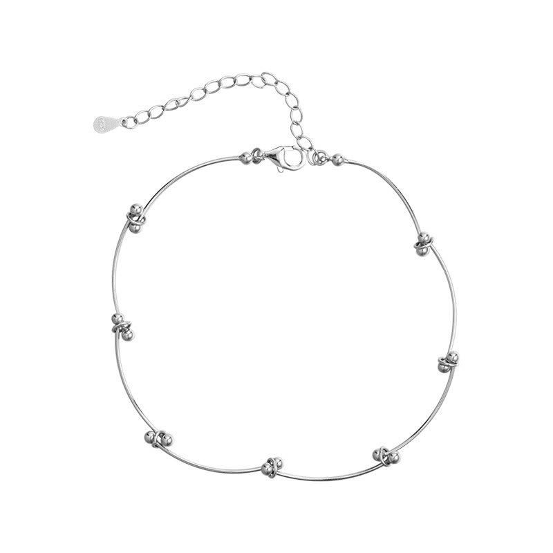 Tobillera de protección con forma de onda simple de plata de ley 925 con Buddha Stones - image 5