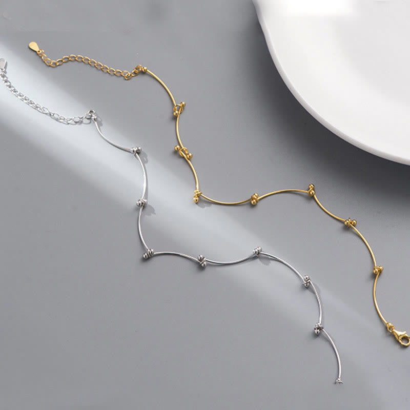 Tobillera de protección con forma de onda simple de plata de ley 925 con Buddha Stones - image 9