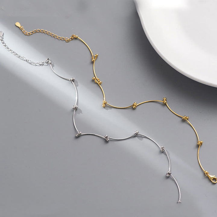 Tobillera de protección con forma de onda simple de plata de ley 925 con Buddha Stones - image 9