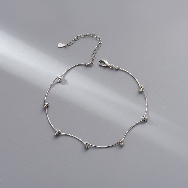 Tobillera de protección con forma de onda simple de plata de ley 925 con Buddha Stones - image 4