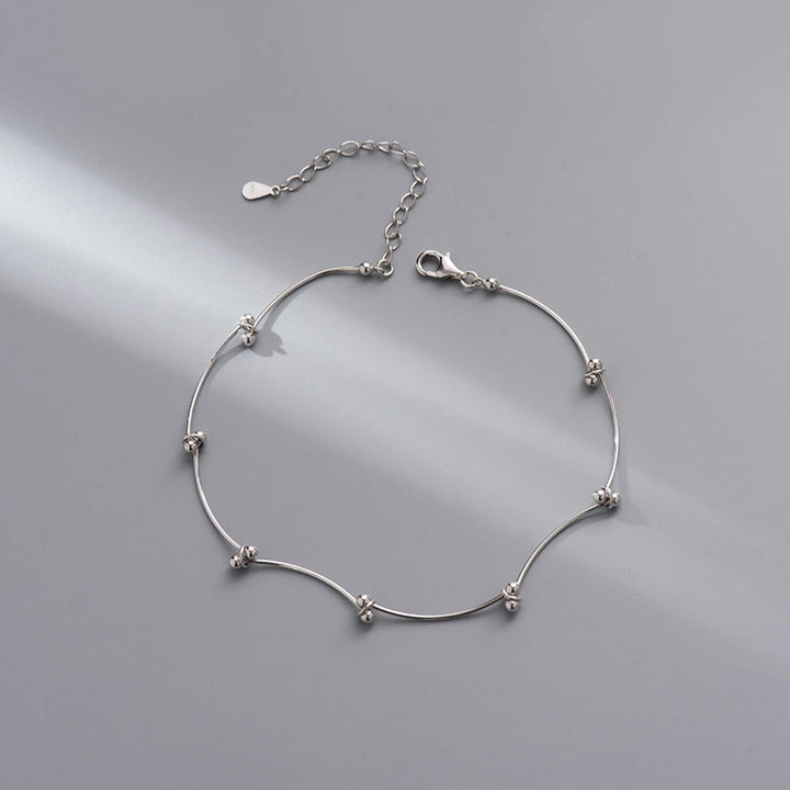Tobillera de protección con forma de onda simple de plata de ley 925 con Buddha Stones - image 4