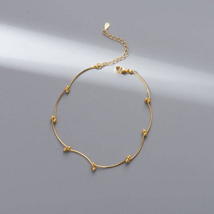 Tobillera de protección con forma de onda simple de plata de ley 925 con Buddha Stones - Tobillera de oro (circunferencia: 25-30 cm) - image 7