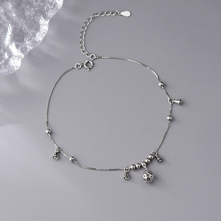 Tobillera con campana de protección antigua de plata de ley 925 con Buddha Stones - image 5