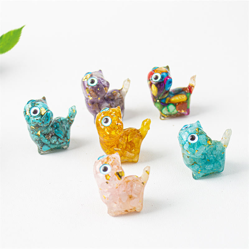 Buddha Stones Decoración protectora para gatos con cristales naturales de turquesa, aguamarina y amatista. - image 18