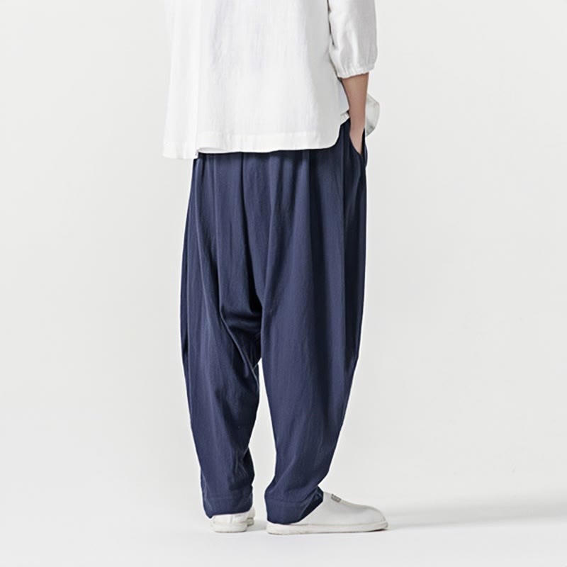 Pantalones harén con cordón ajustable de color liso para hombre con bolsillos y estampado de Buddha Stones - image 3