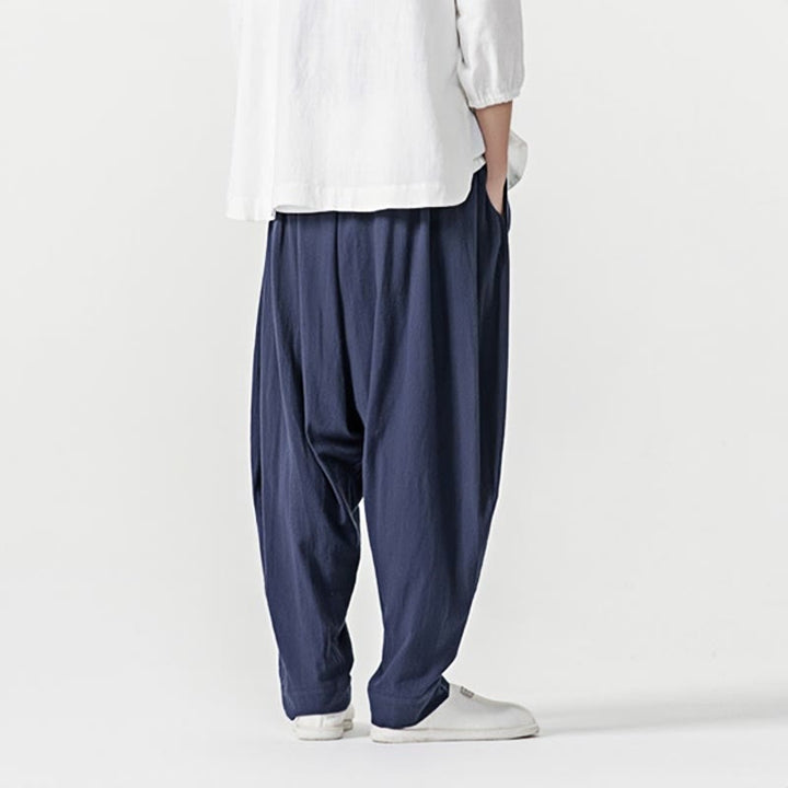 Pantalones harén con cordón ajustable de color liso para hombre con bolsillos y estampado de Buddha Stones - image 3