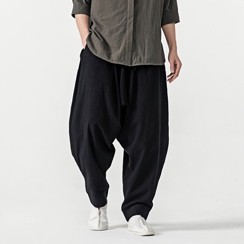 Pantalones harén con cordón ajustable de color liso para hombre con bolsillos y estampado de Buddha Stones - image 10