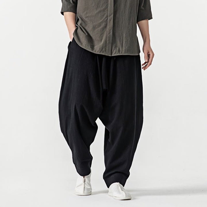 Pantalones harén con cordón ajustable de color liso para hombre con bolsillos y estampado de Buddha Stones - image 10