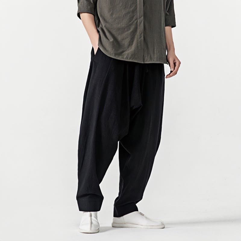 Pantalones harén con cordón ajustable de color liso para hombre con bolsillos y estampado de Buddha Stones - image 16