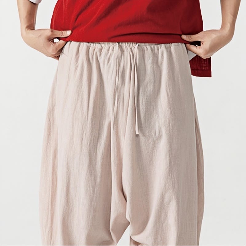 Pantalones harén con cordón ajustable de color liso para hombre con bolsillos y estampado de Buddha Stones - image 28