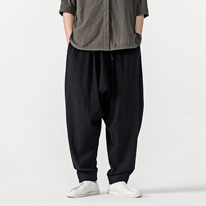 Pantalones harén con cordón ajustable de color liso para hombre con bolsillos y estampado de Buddha Stones - image 9