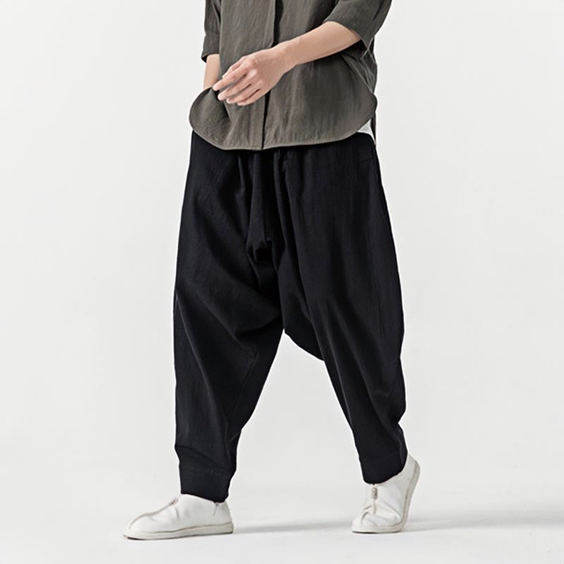 Pantalones harén con cordón ajustable de color liso para hombre con bolsillos y estampado de Buddha Stones - image 11