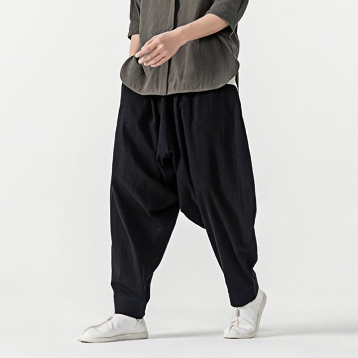 Pantalones harén con cordón ajustable de color liso para hombre con bolsillos y estampado de Buddha Stones - image 11