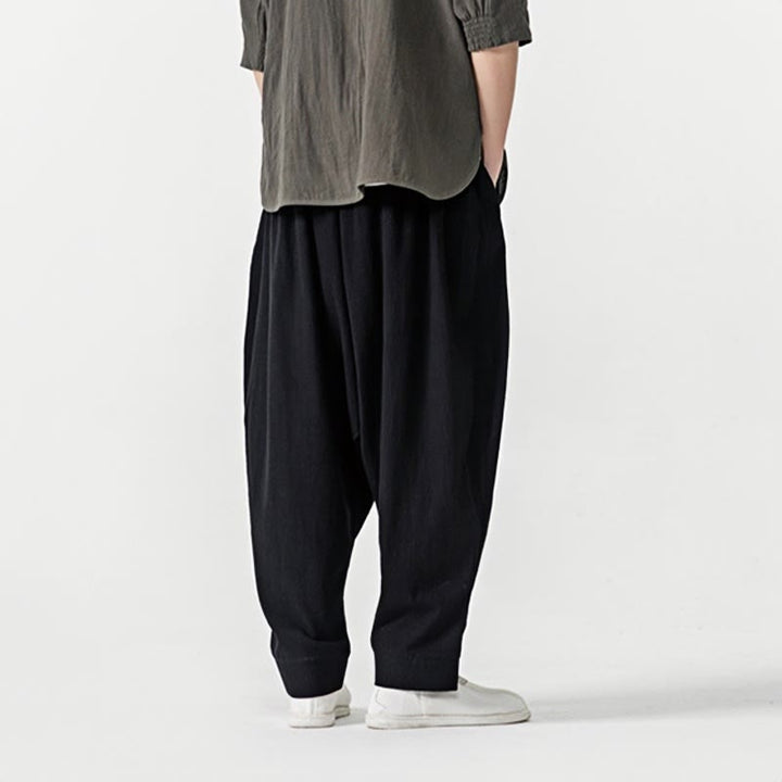 Pantalones harén con cordón ajustable de color liso para hombre con bolsillos y estampado de Buddha Stones - image 12