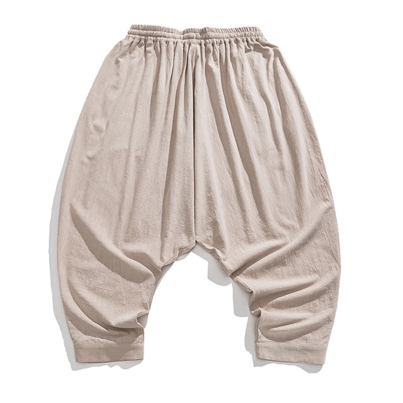 Pantalones harén con cordón ajustable de color liso para hombre con bolsillos y estampado de Buddha Stones - image 33