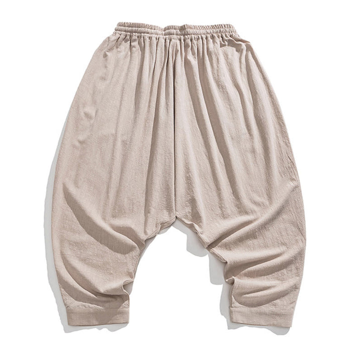 Pantalones harén con cordón ajustable de color liso para hombre con bolsillos y estampado de Buddha Stones - image 33