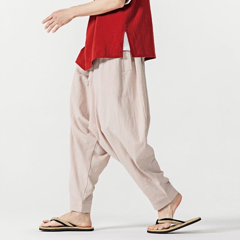 Pantalones harén con cordón ajustable de color liso para hombre con bolsillos y estampado de Buddha Stones - image 27