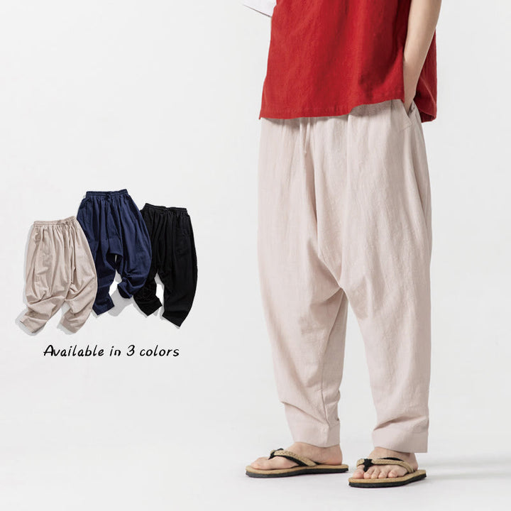 Pantalones harén con cordón ajustable de color liso para hombre con bolsillos y estampado de Buddha Stones - Beige - US/UK/AU46, EU56 (5XL) - image 18
