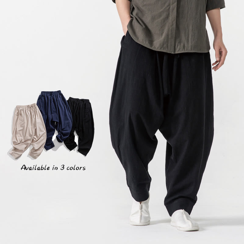 Pantalones harén con cordón ajustable de color liso para hombre con bolsillos y estampado de Buddha Stones - Negro - US/UK/AU46, EU56 (5XL) - image 8