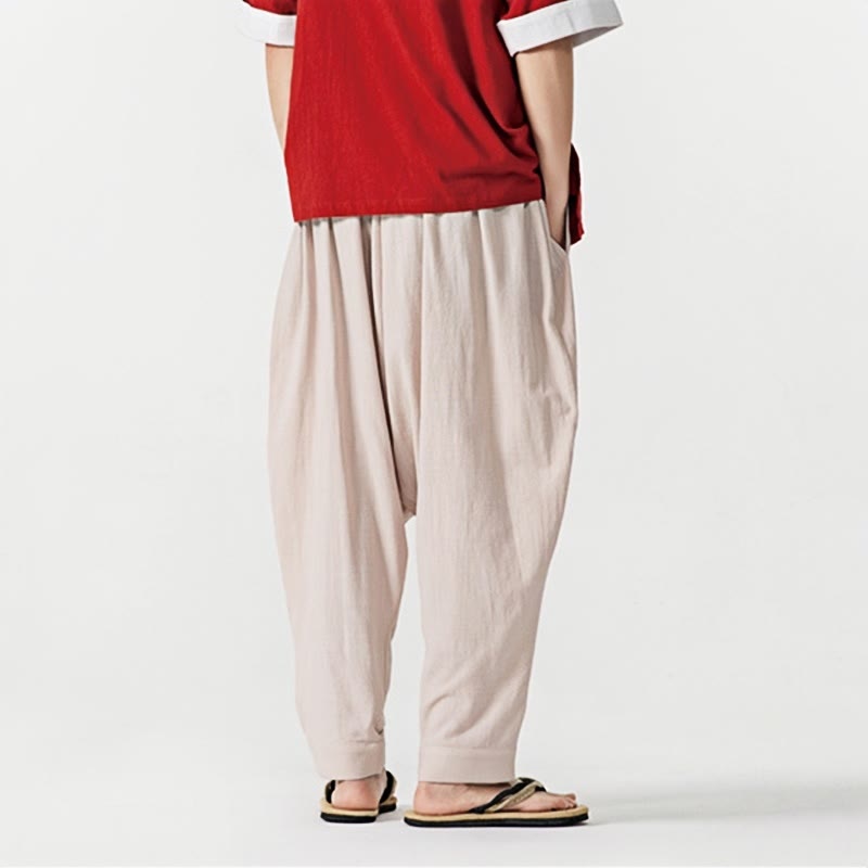 Pantalones harén con cordón ajustable de color liso para hombre con bolsillos y estampado de Buddha Stones - image 22