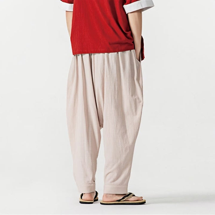 Pantalones harén con cordón ajustable de color liso para hombre con bolsillos y estampado de Buddha Stones - image 22