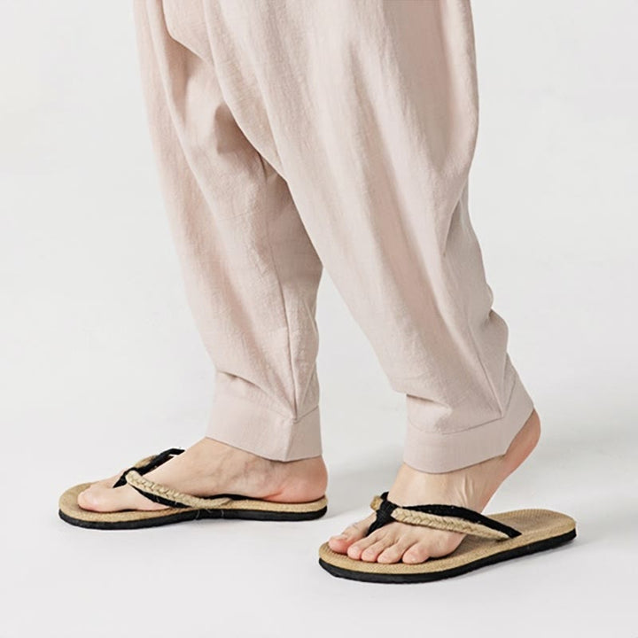 Pantalones harén con cordón ajustable de color liso para hombre con bolsillos y estampado de Buddha Stones - image 31