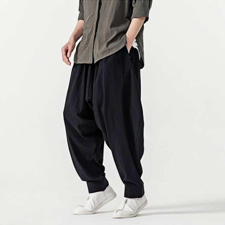 Pantalones harén con cordón ajustable de color liso para hombre con bolsillos y estampado de Buddha Stones - image 14