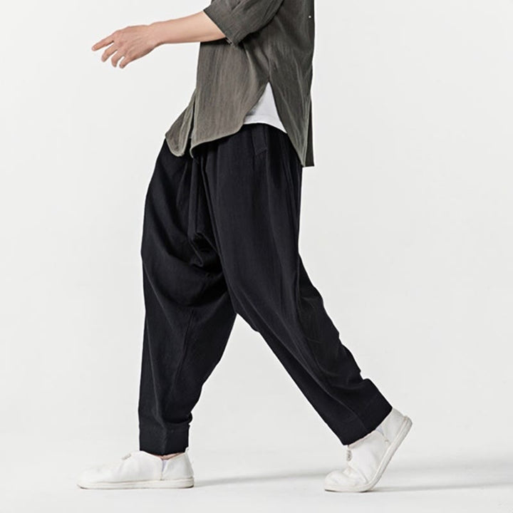 Pantalones harén con cordón ajustable de color liso para hombre con bolsillos y estampado de Buddha Stones - image 17