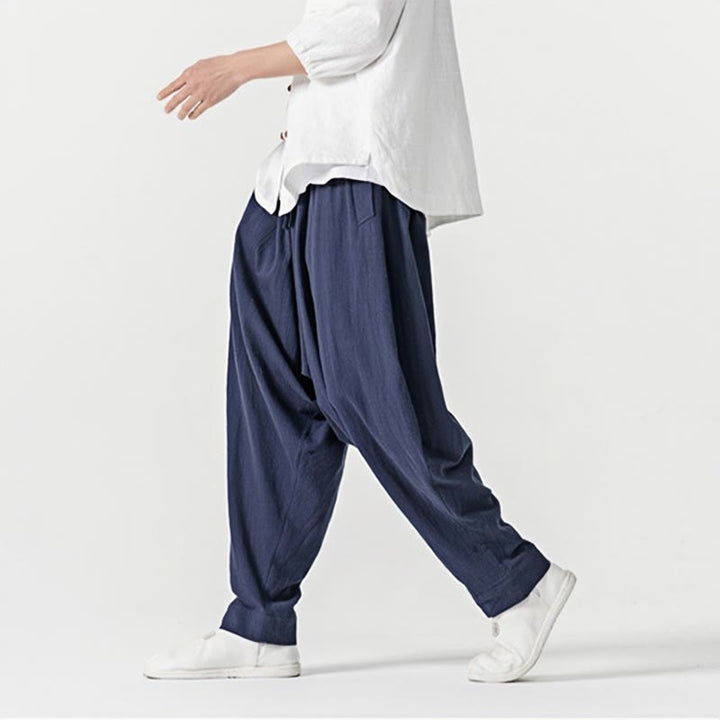 Pantalones harén con cordón ajustable de color liso para hombre con bolsillos y estampado de Buddha Stones - image 7