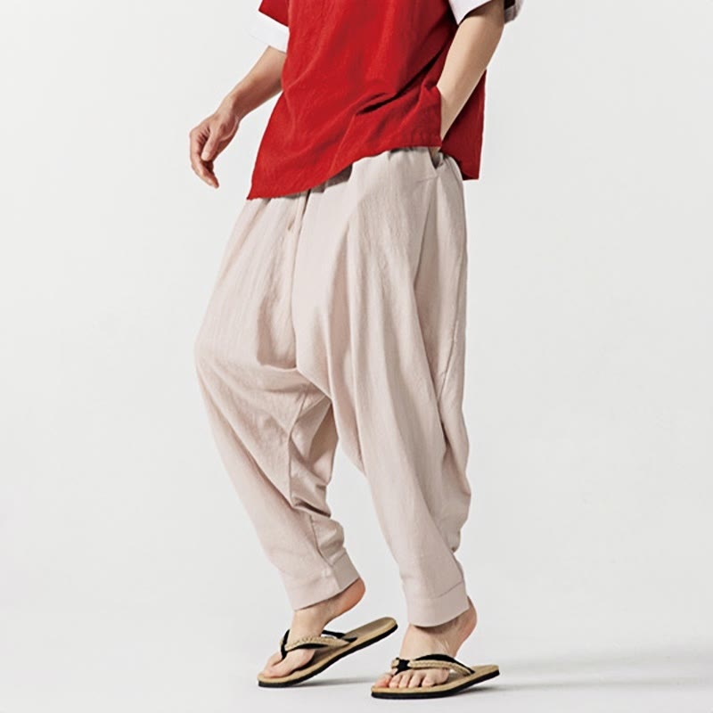 Pantalones harén con cordón ajustable de color liso para hombre con bolsillos y estampado de Buddha Stones - image 24