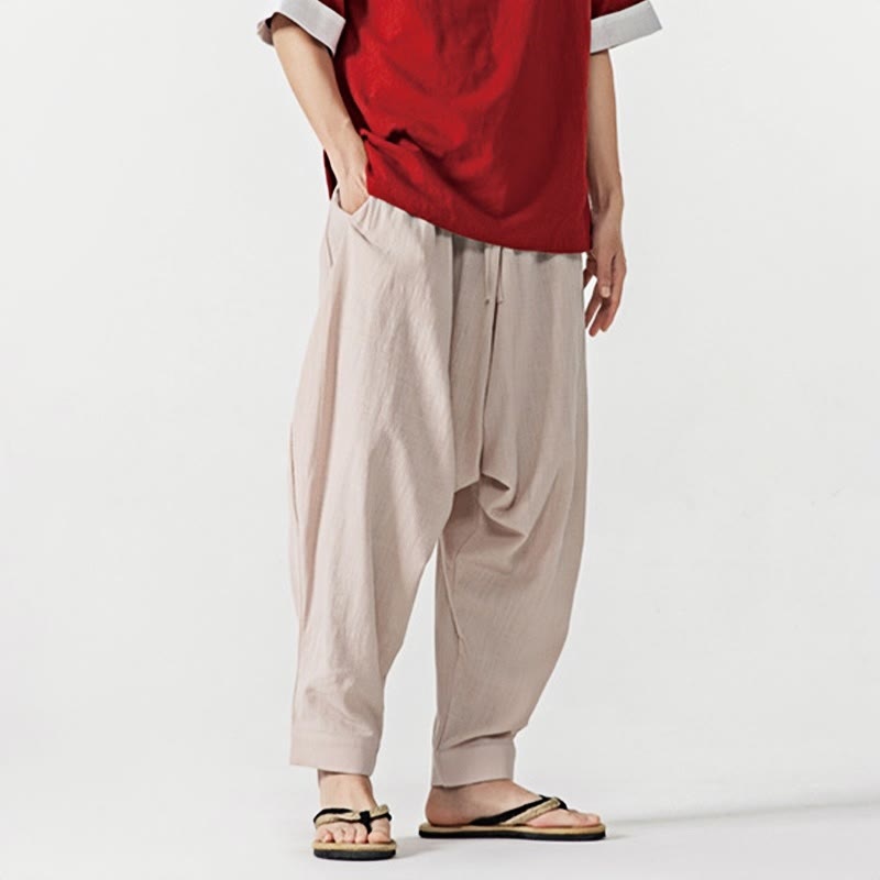 Pantalones harén con cordón ajustable de color liso para hombre con bolsillos y estampado de Buddha Stones - image 26