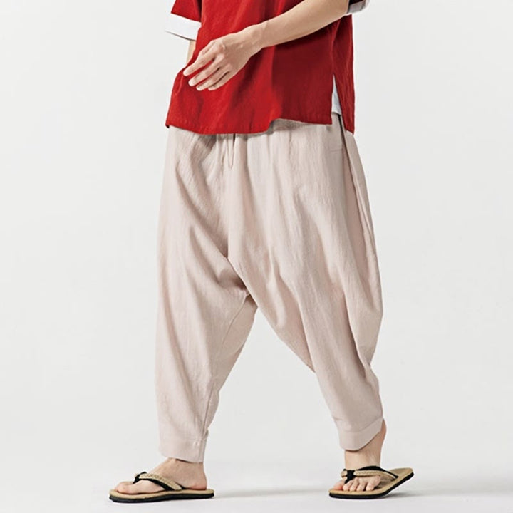 Pantalones harén con cordón ajustable de color liso para hombre con bolsillos y estampado de Buddha Stones - image 21