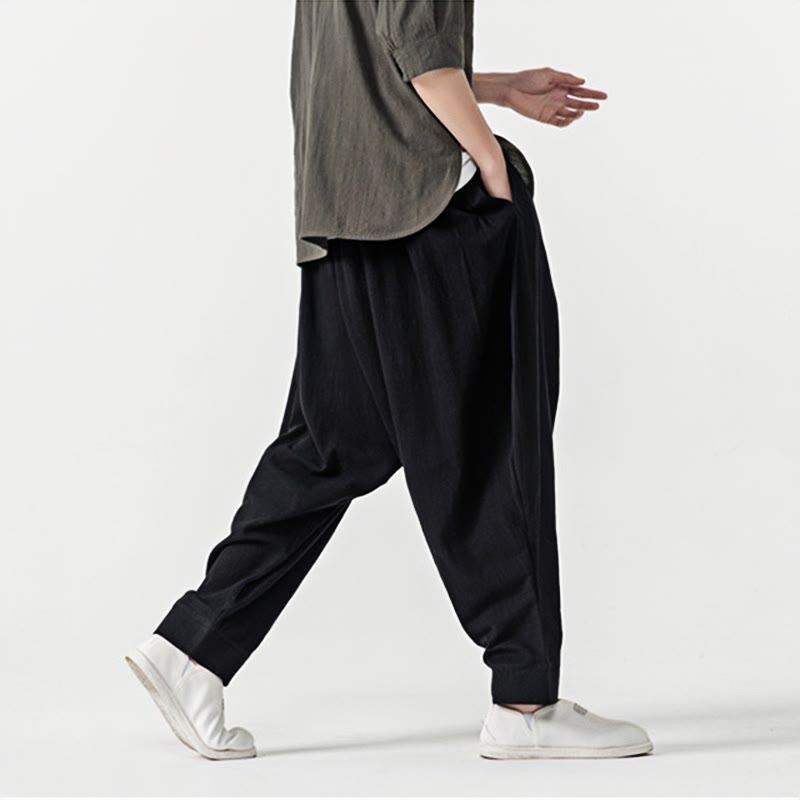 Pantalones harén con cordón ajustable de color liso para hombre con bolsillos y estampado de Buddha Stones - image 13