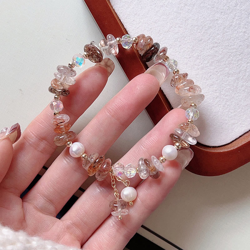 Pulsera positiva con Buddha Stones, cristales naturales Super Seven, piezas pequeñas irregulares