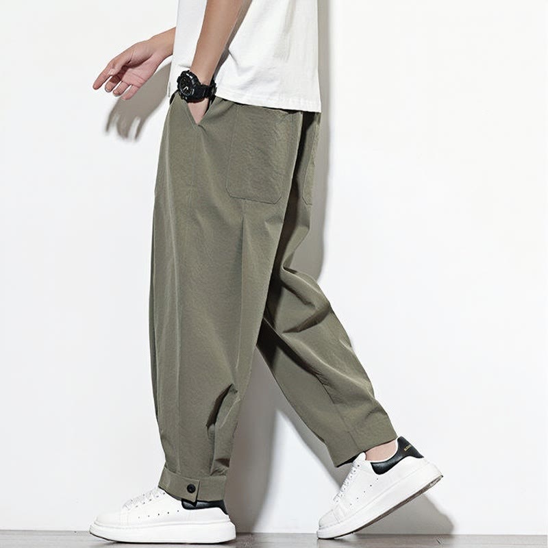 Pantalones harem para hombre con cordón ajustable, estampado Buddha Stones, color liso, estilo casual, con bolsillos. - image 1