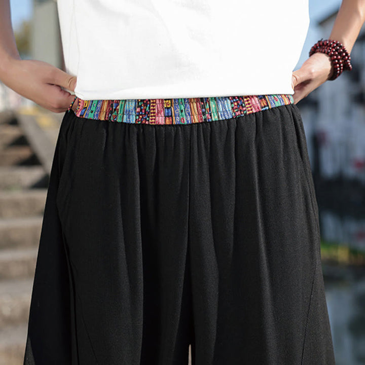 Pantalones anchos de algodón con cordón y bolsillos para hombre, con diseño de patchwork sencillo y Buddha Stones - image 10