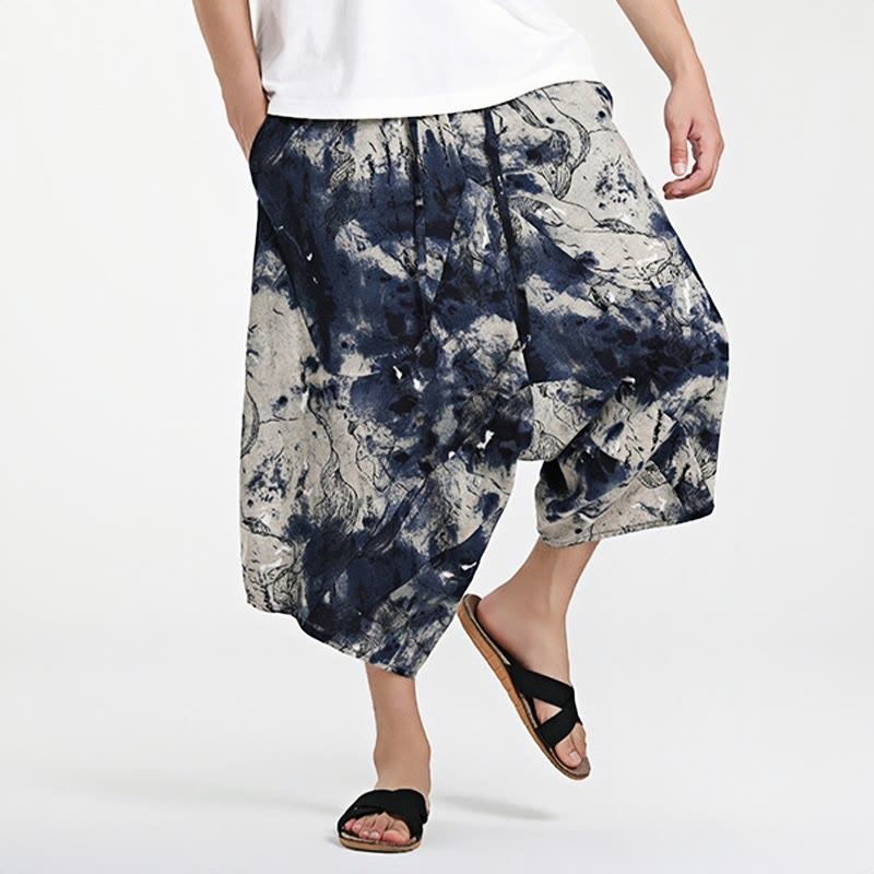 Pantalones harén de algodón para hombre, con cordón, estampado étnico de Buddha Stones, de 7 a 8 pulgadas de largo y bolsillos - image 13