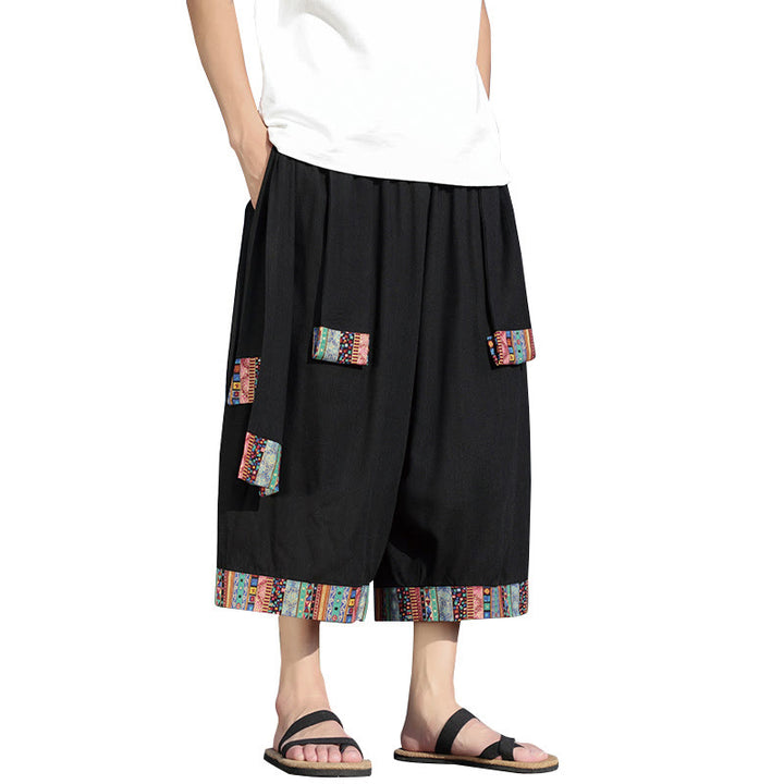 Pantalones de algodón de pierna ancha para hombre, Buddha Stones, de verano, con bolsillos, de longitud 7-8 - image 8