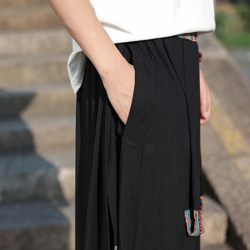 Pantalones de algodón de pierna ancha para hombre, Buddha Stones, de verano, con bolsillos, de longitud 7-8 - image 10